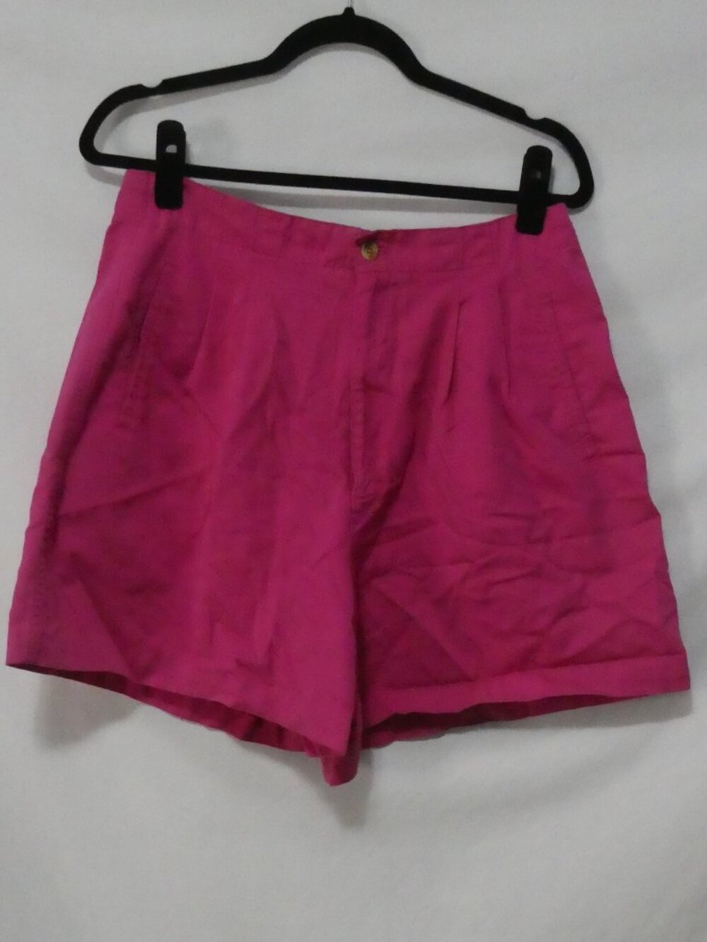 FAIRSET PETITES Vintage Fuchsia Pink Cotton Pleated Shorts - Size 14